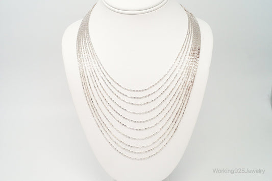Vintage Italian Designer High Fashion Chain Sterling Silver Necklace