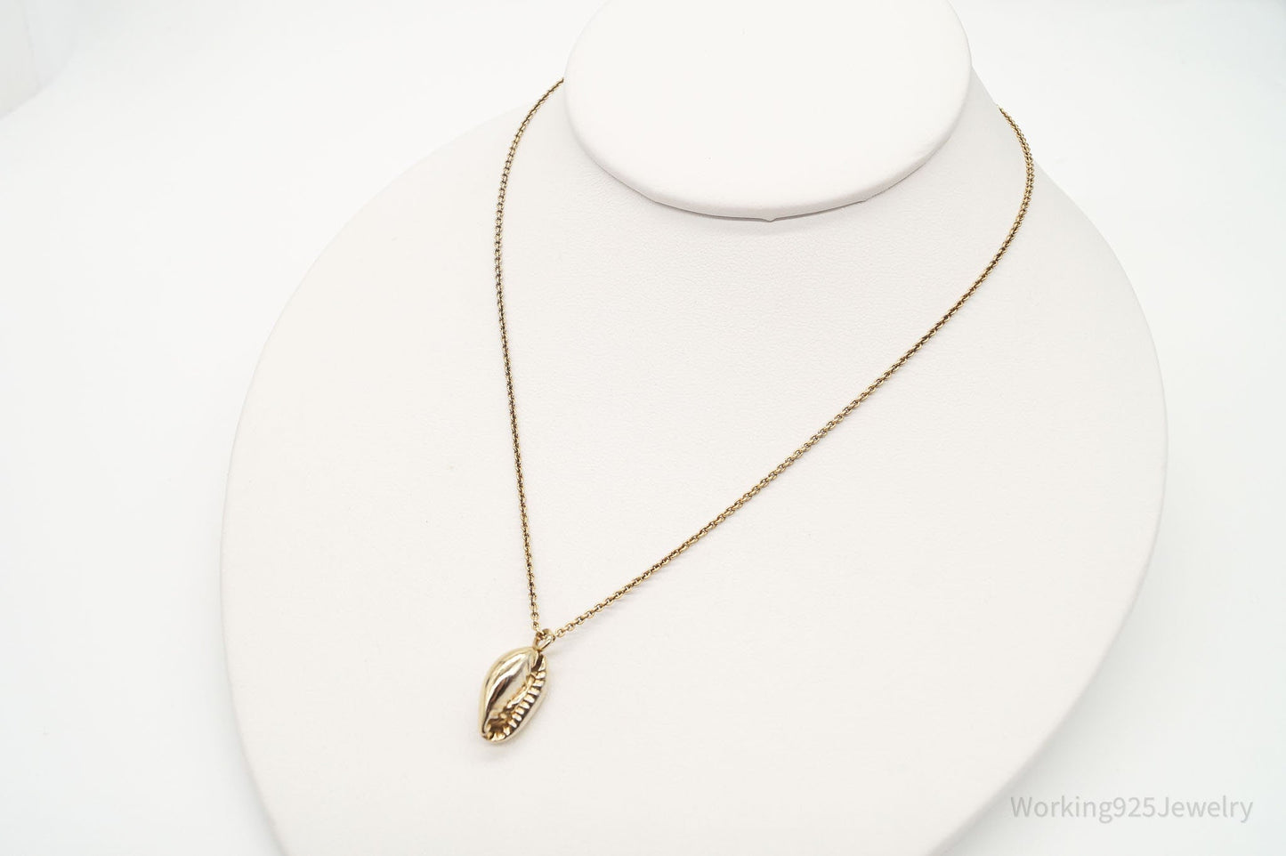 Vintage Mexico Designer Coffee Bean Gold Vermeil Sterling Silver Necklace 16"