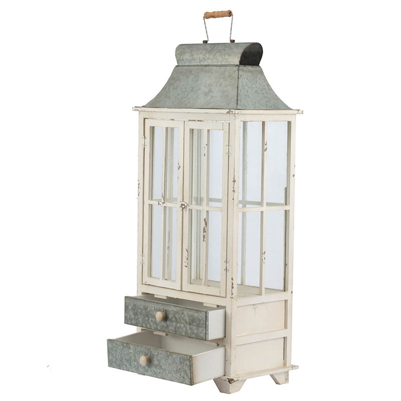 Ashford Ivory Wooden Hurricane Lantern Set