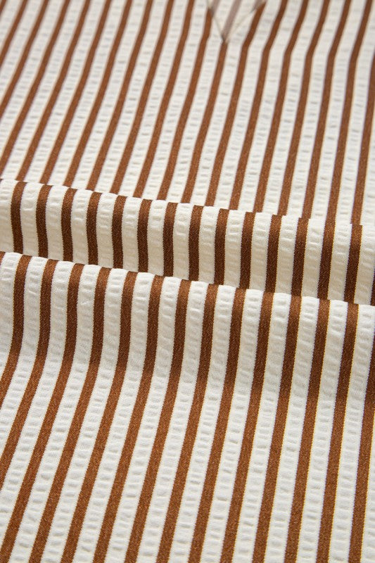 Blair Tied Cuffs Seersucker Blouse