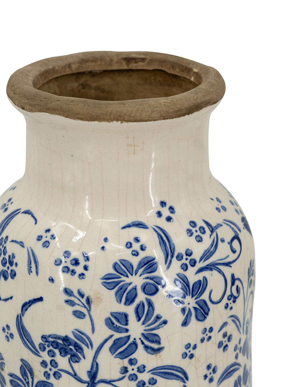 The Ashcombe Blue & Ivory Ceramic Floral Vase