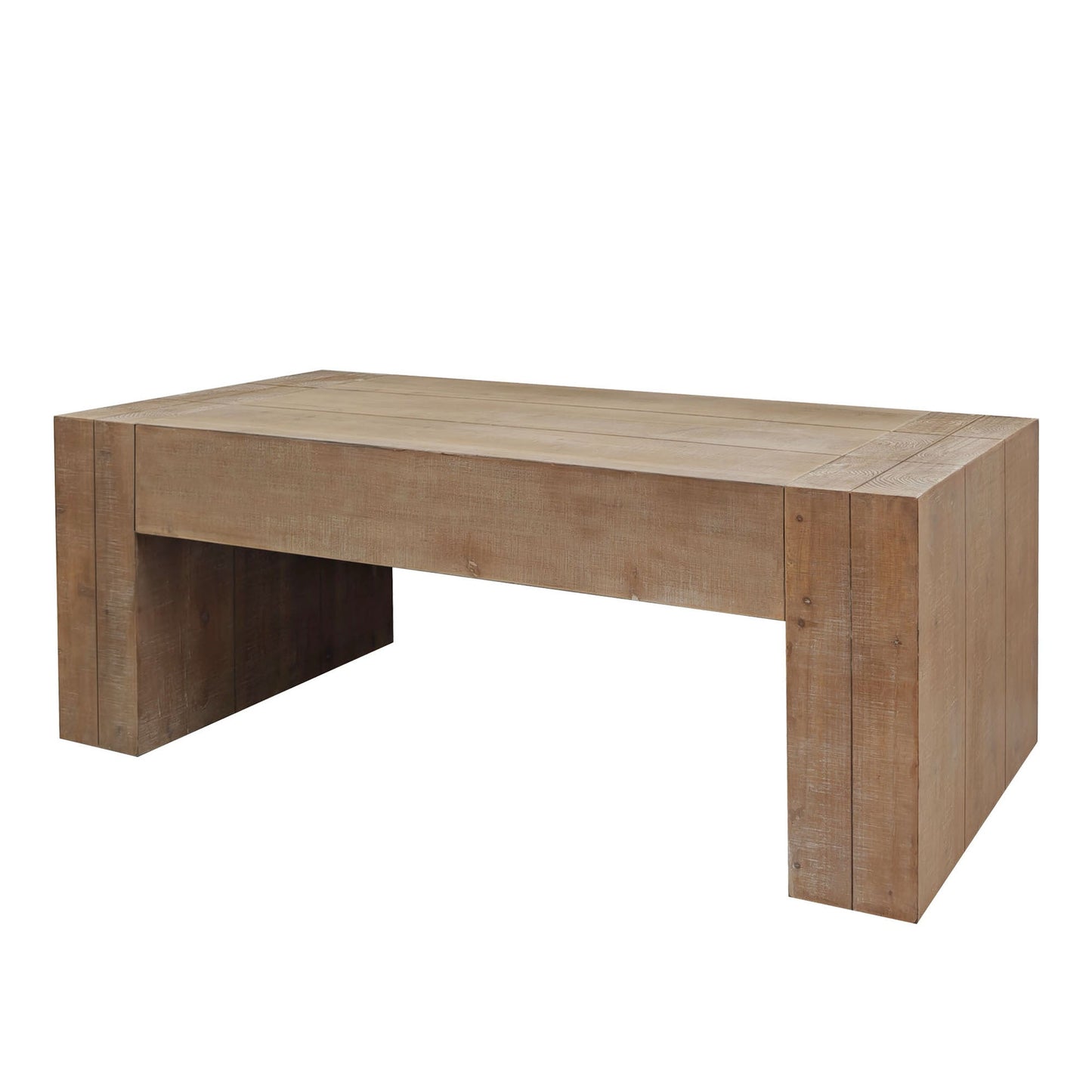 Rustic Oak Wood Coffee Table, 49in Modern Farmhouse Rectangular Table for Living Room