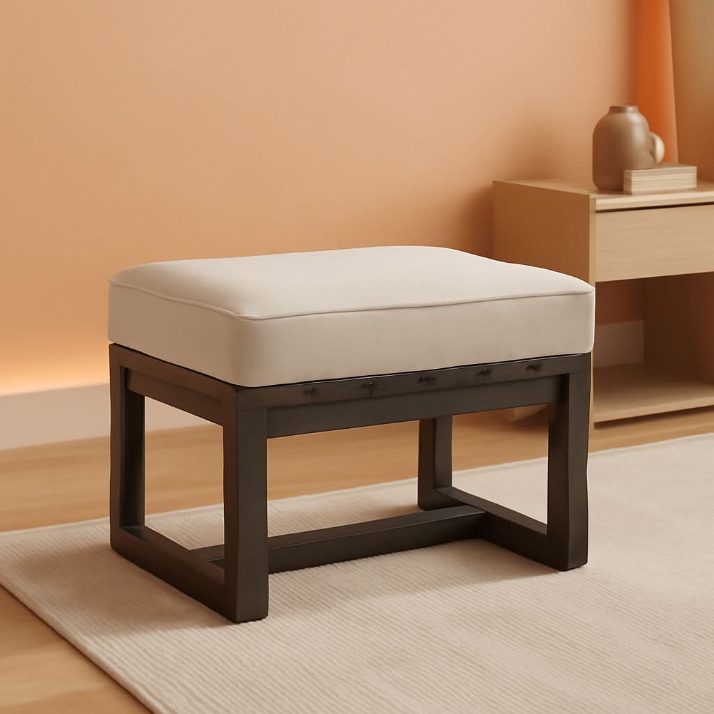Natural Cedar Outdoor Patio Ottomans Removable Cushions - Set of 2