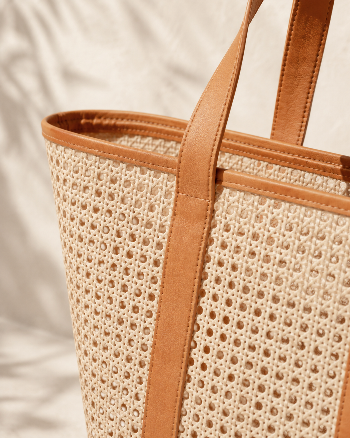 Raja Leather and Cane Carryall Bag