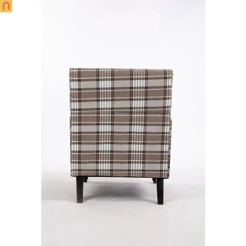 Accent Chair Vintage Style Linen Upholstered Brown Nailhead Trim for Living Room Decor