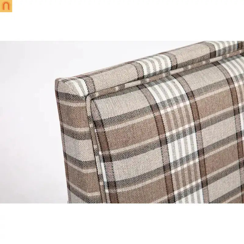 Accent Chair Vintage Style Linen Upholstered Brown Nailhead Trim for Living Room Decor