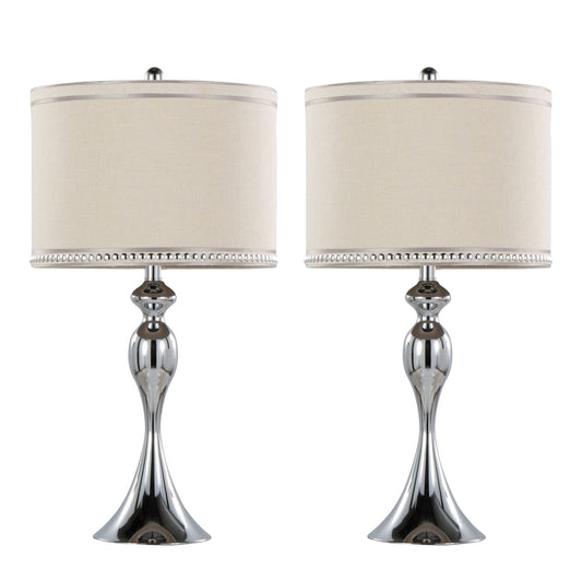 Ashland - Contemporary Table Lamp With Trim (Set of 2) - Polished Chrome / Cream