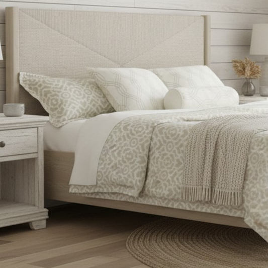Pearl Soft Light Sand Finish Woven Complete Bed
