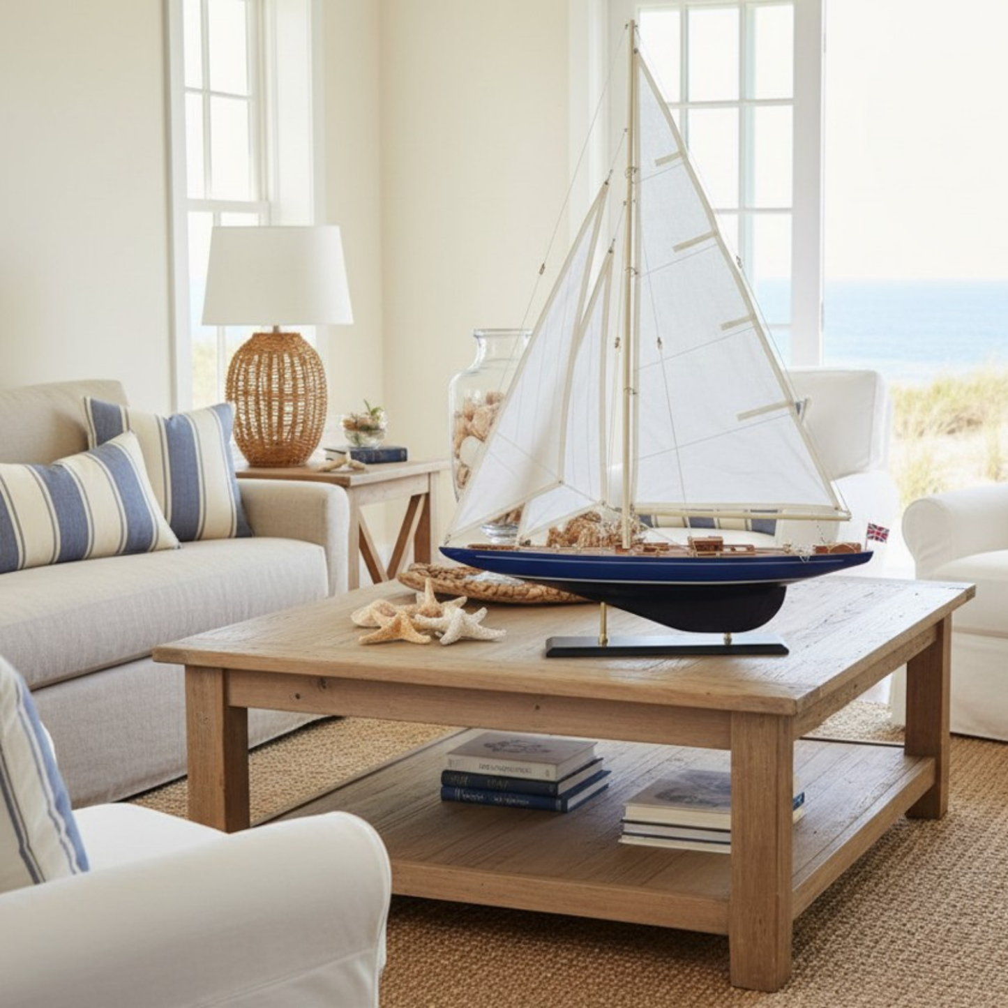 Wooden Velsheda Model Sailboat Decoration 35""