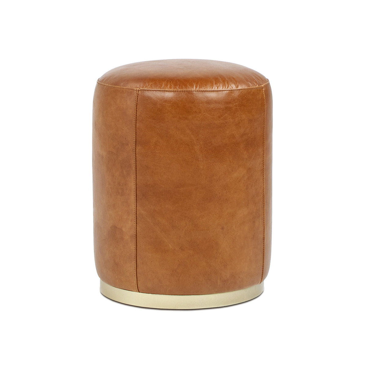 Nico Camel Saddle Leather & Brass Ottoman