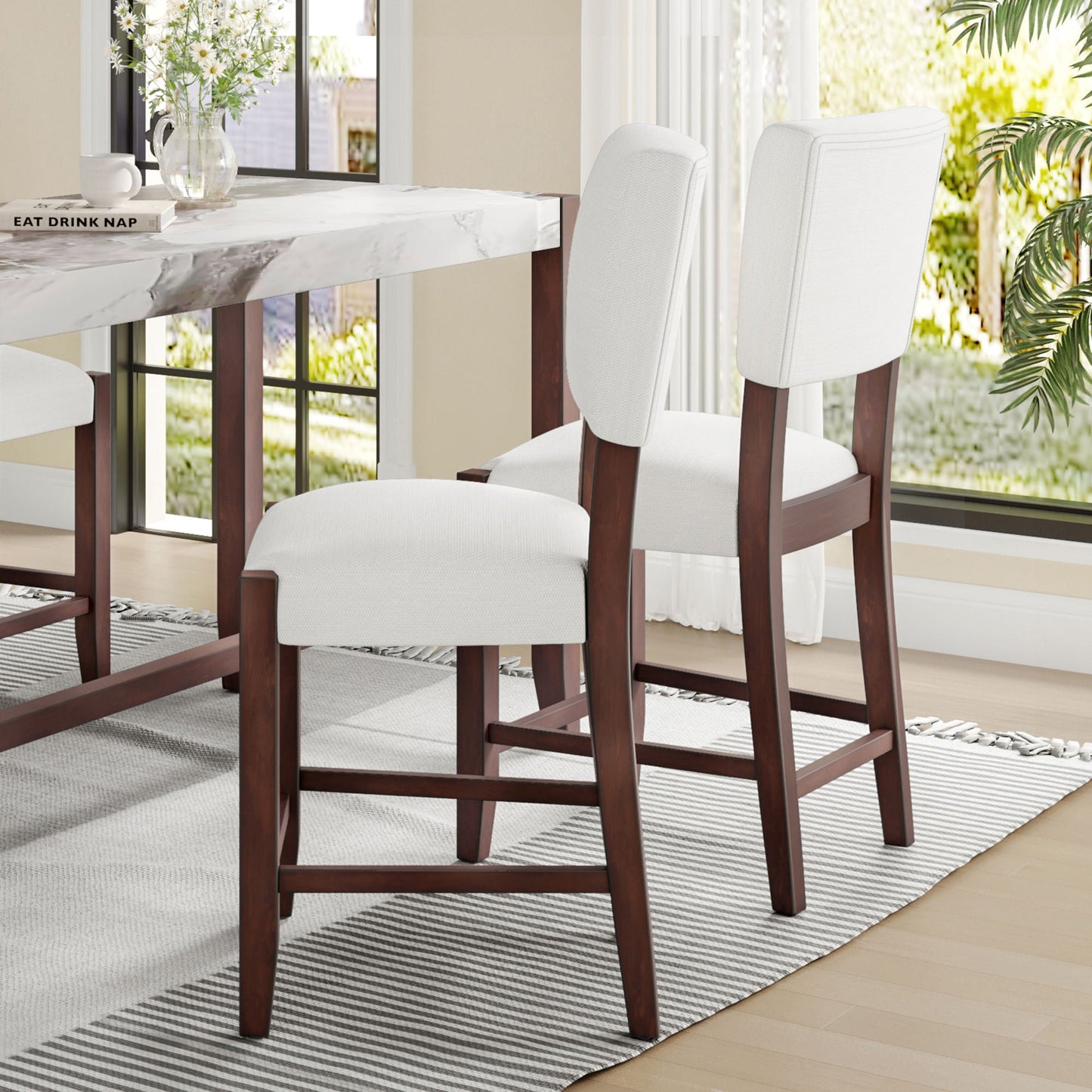Mid Century Modern Bar Stools, Upholstered Counter Chairs