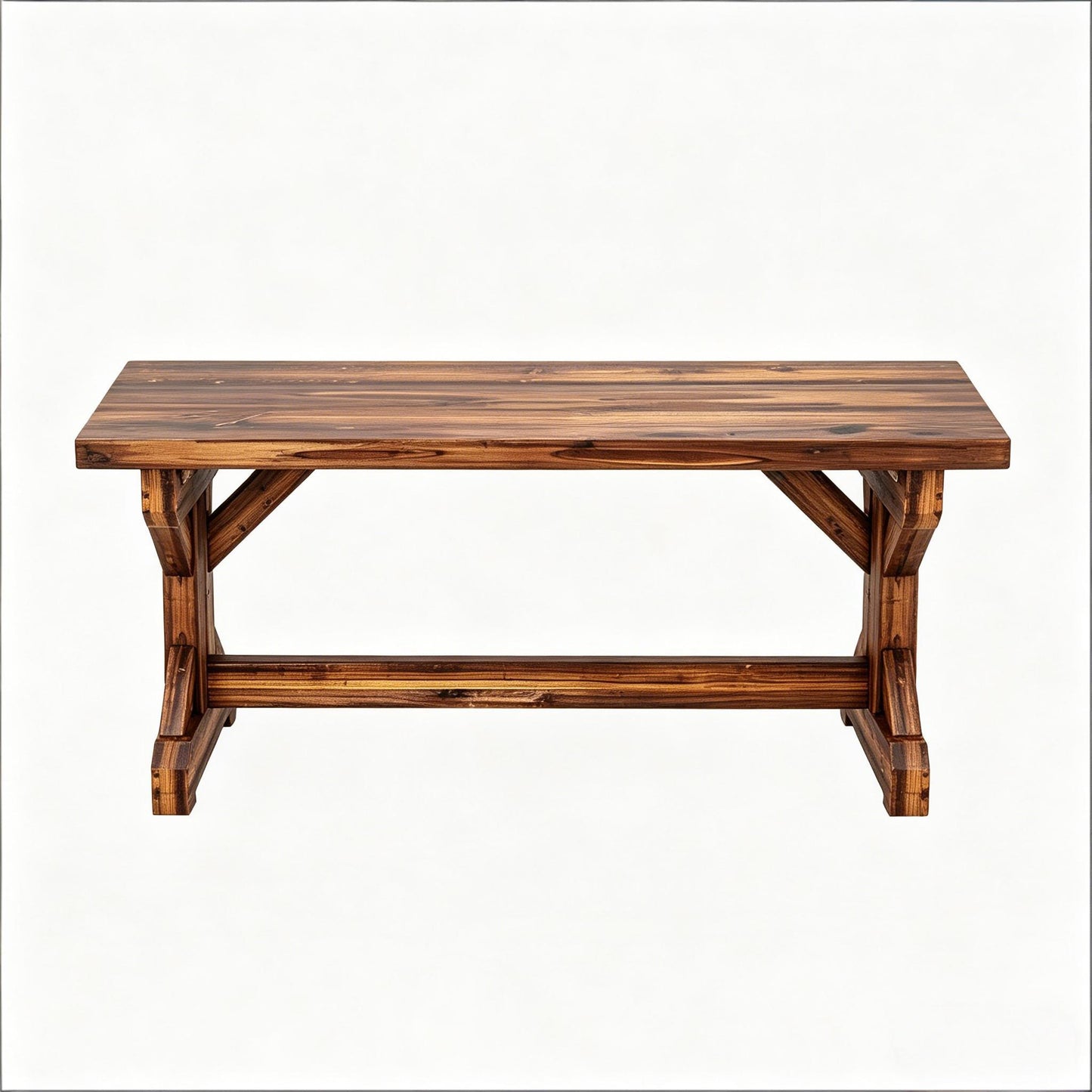 Outdoor Bench Backless Fir Wood Carbon 44in 528 lb Capacity X Base