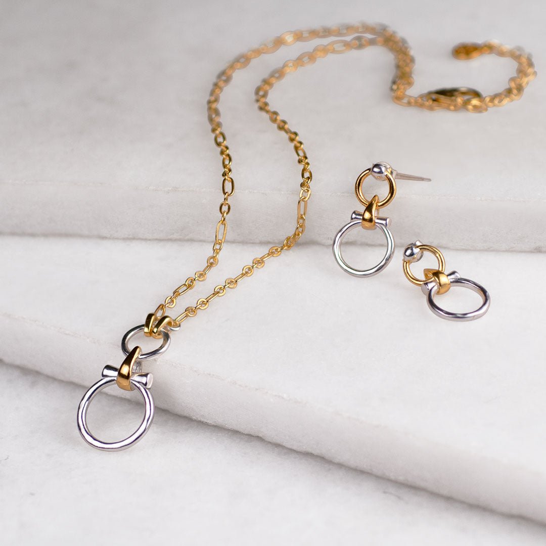 Aikon - Two Tone Equestrian Horse Bit Necklace