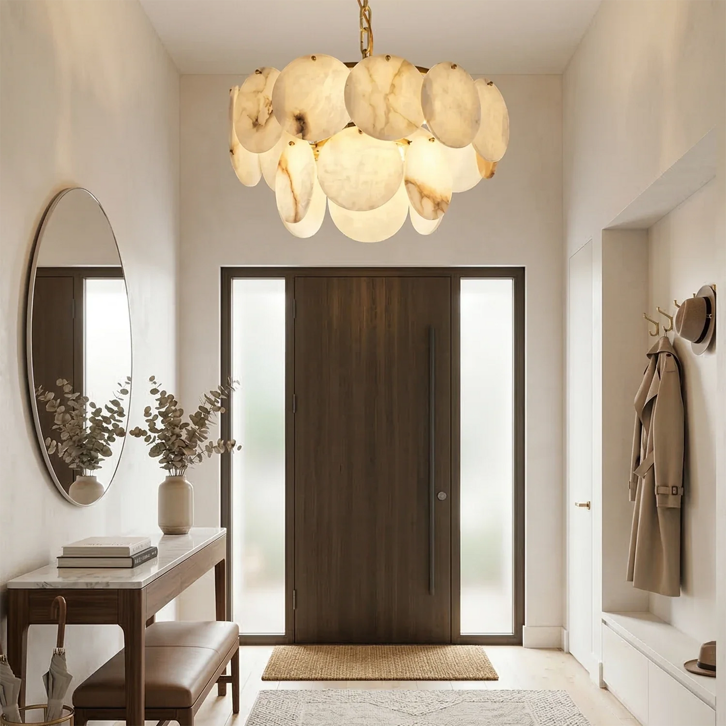 Alabaster Tiered Round Chandelier