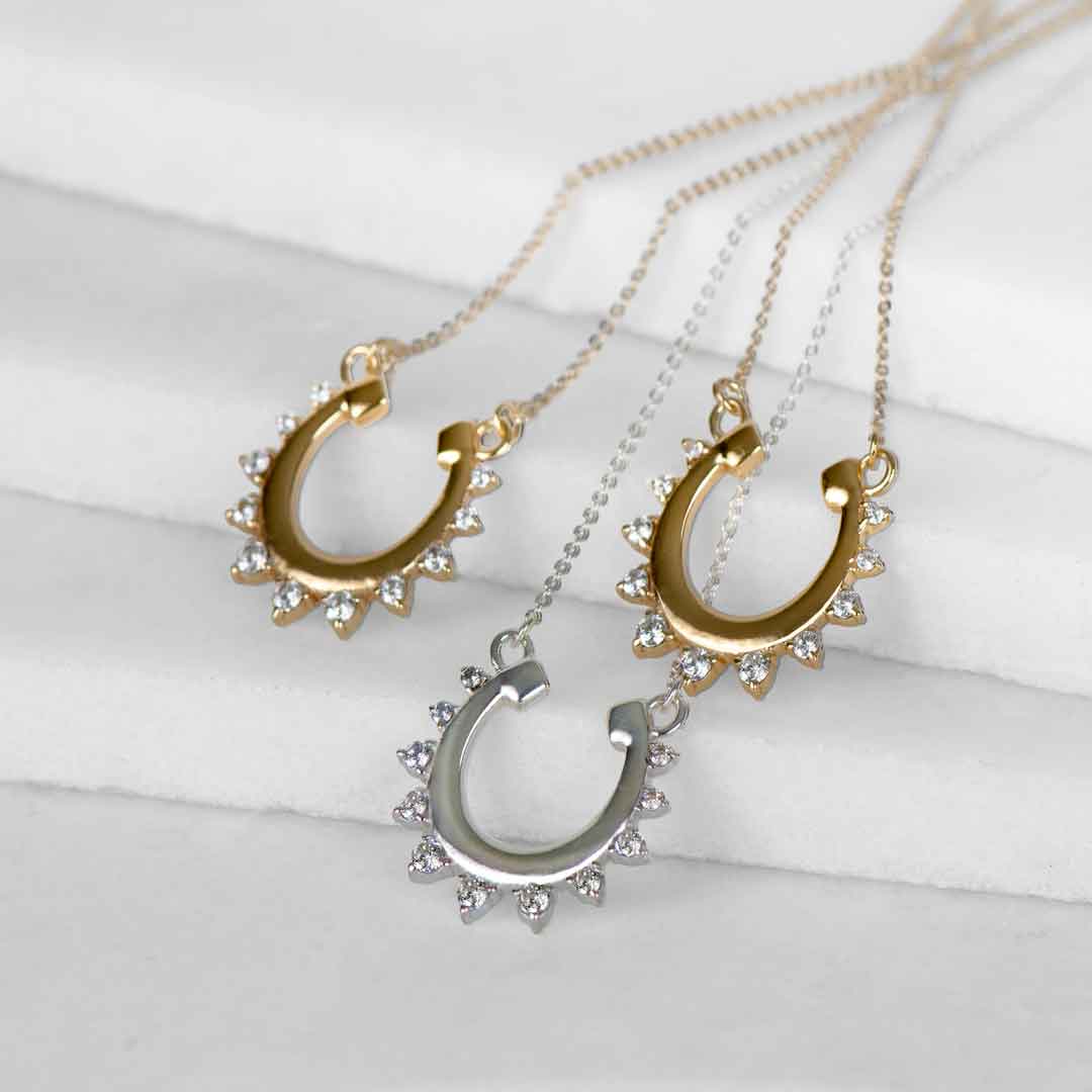 Anola - Diamond Cut Horseshoe Necklace in Silver