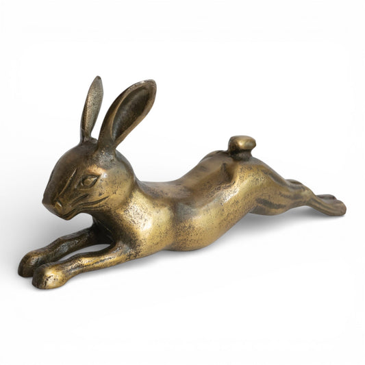 Sporting Estate Reclining Hare Sculpture in Antique Brass