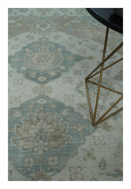 Antique Design Medallion Earthy Ivory and Camel 8x10 wool Area Rug