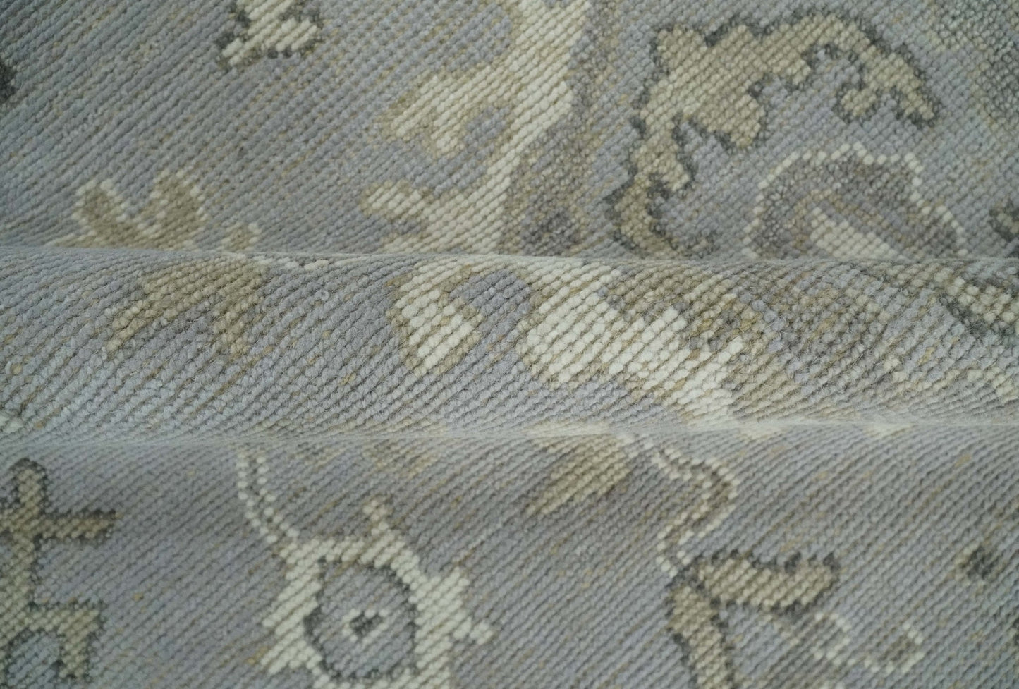 Antique Muted Silver Hand-Knotted Oushak Wool Area Rug | 8'3" x 10'8"