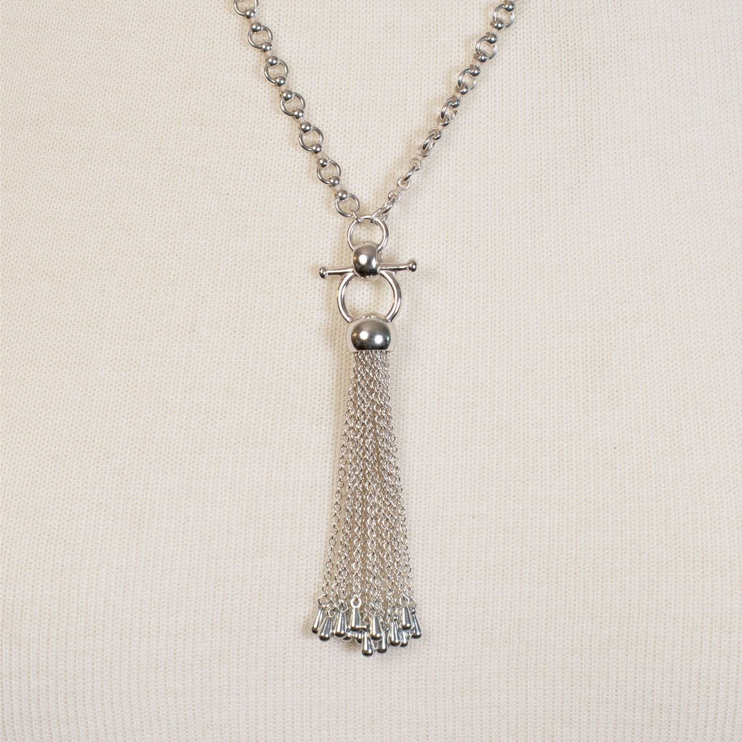Aria - Chain Tassel Equestrian Horse Bit Necklace in Silver