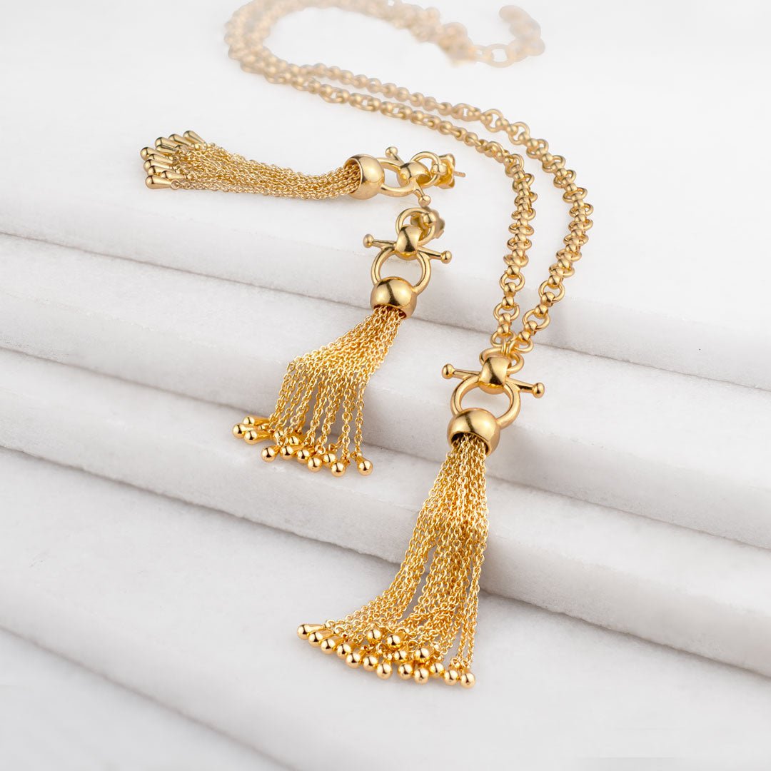Aria - Chain Tassel Horse Bit Equestrian Earring in Gold