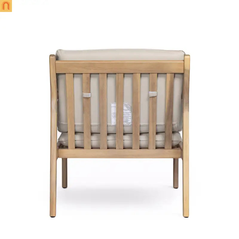 Armchair Outdoor Acacia Wood Cushioned Set of 2 Light Teak Finish