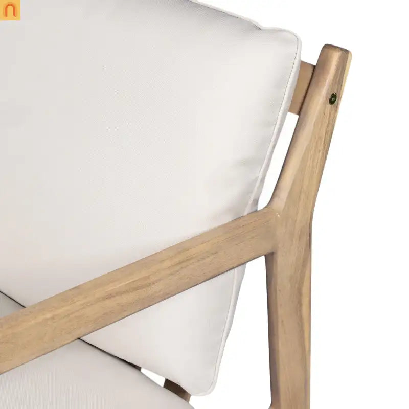 Armchair Outdoor Acacia Wood Cushioned Set of 2 Light Teak Finish