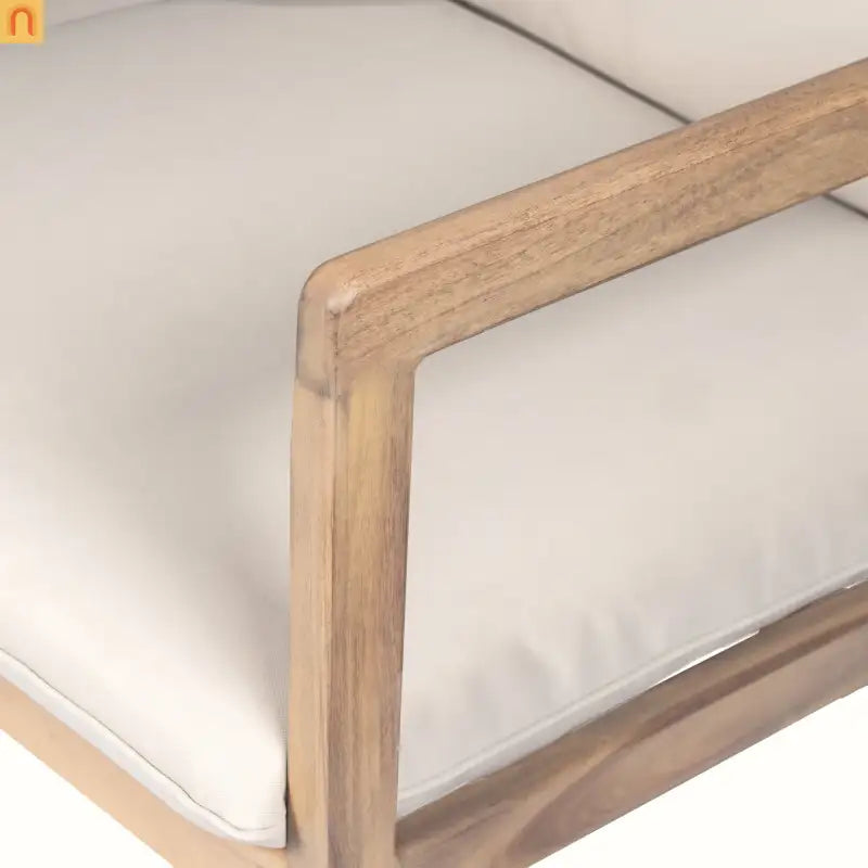 Armchair Outdoor Acacia Wood Cushioned Set of 2 Light Teak Finish