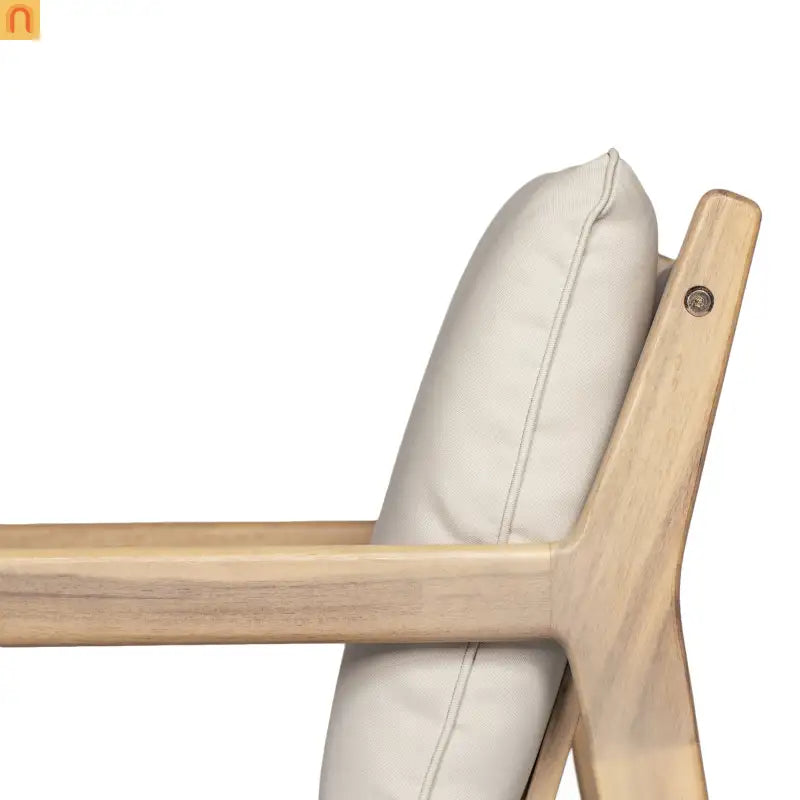 Armchair Outdoor Acacia Wood Cushioned Set of 2 Light Teak Finish