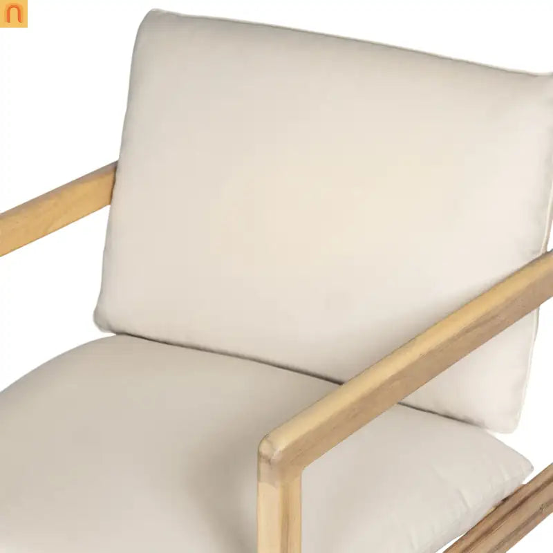 Armchair Outdoor Acacia Wood Cushioned Set of 2 Light Teak Finish