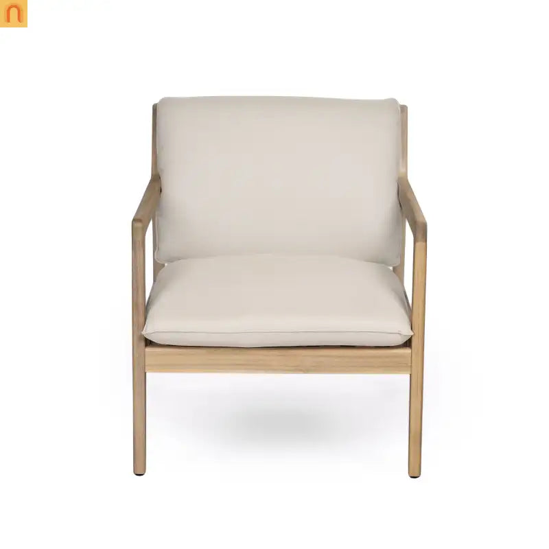 Armchair Outdoor Acacia Wood Cushioned Set of 2 Light Teak Finish