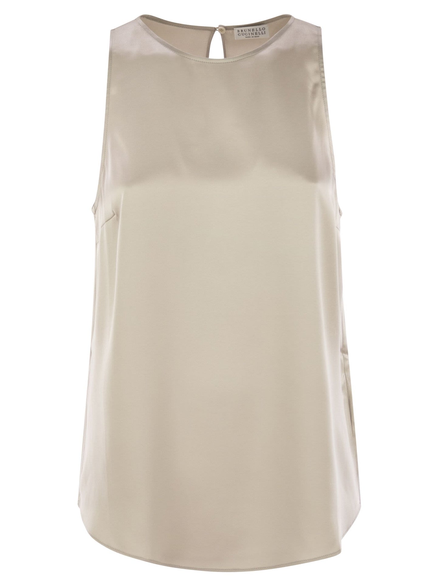 Brunello Cucinelli Women Stretch Silk Satin Top With Jewellery