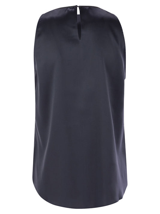 Brunello Cucinelli Women Stretch Silk Satin Top With Jewellery
