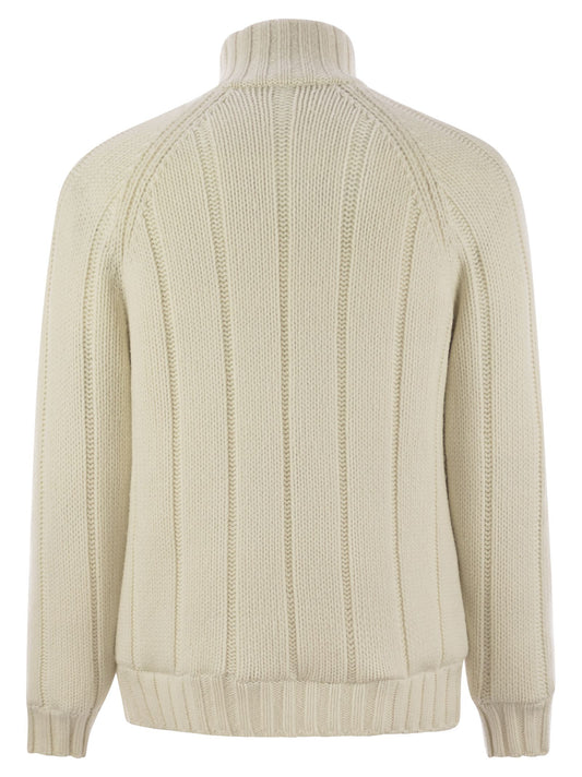Brunello Cucinelli Men Cashmere Knit Down Jacket With Zip