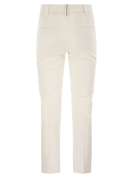 Brunello Cucinelli Women Cigarette Trousers In Stretch Cotton