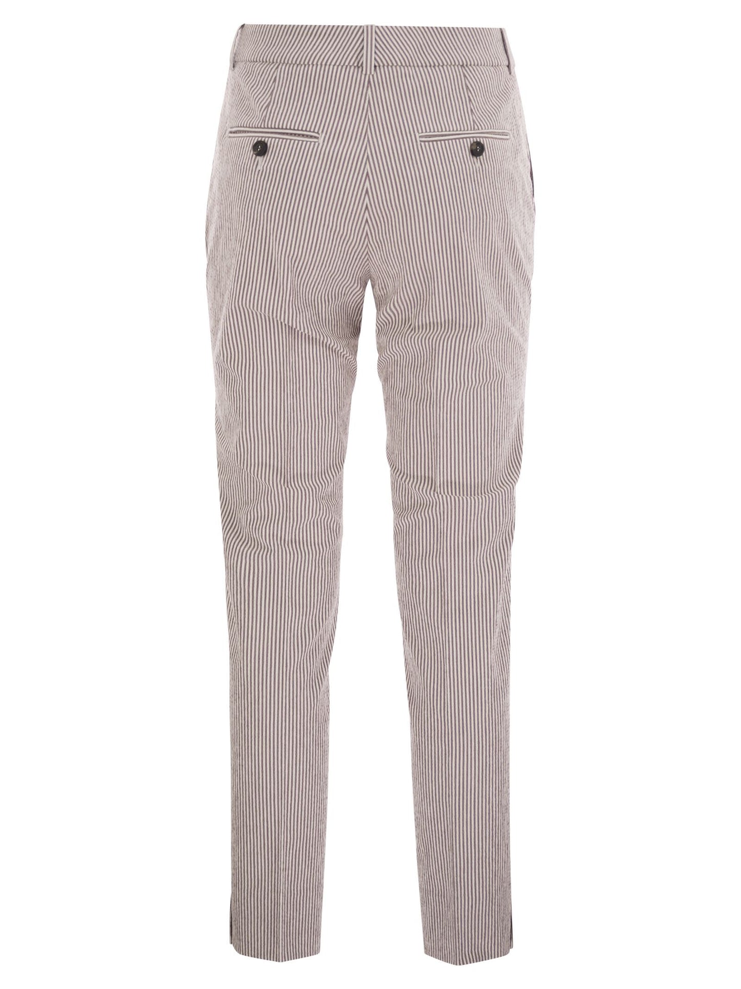 Peserico Women Seersucker Cotton Cigarette Trousers