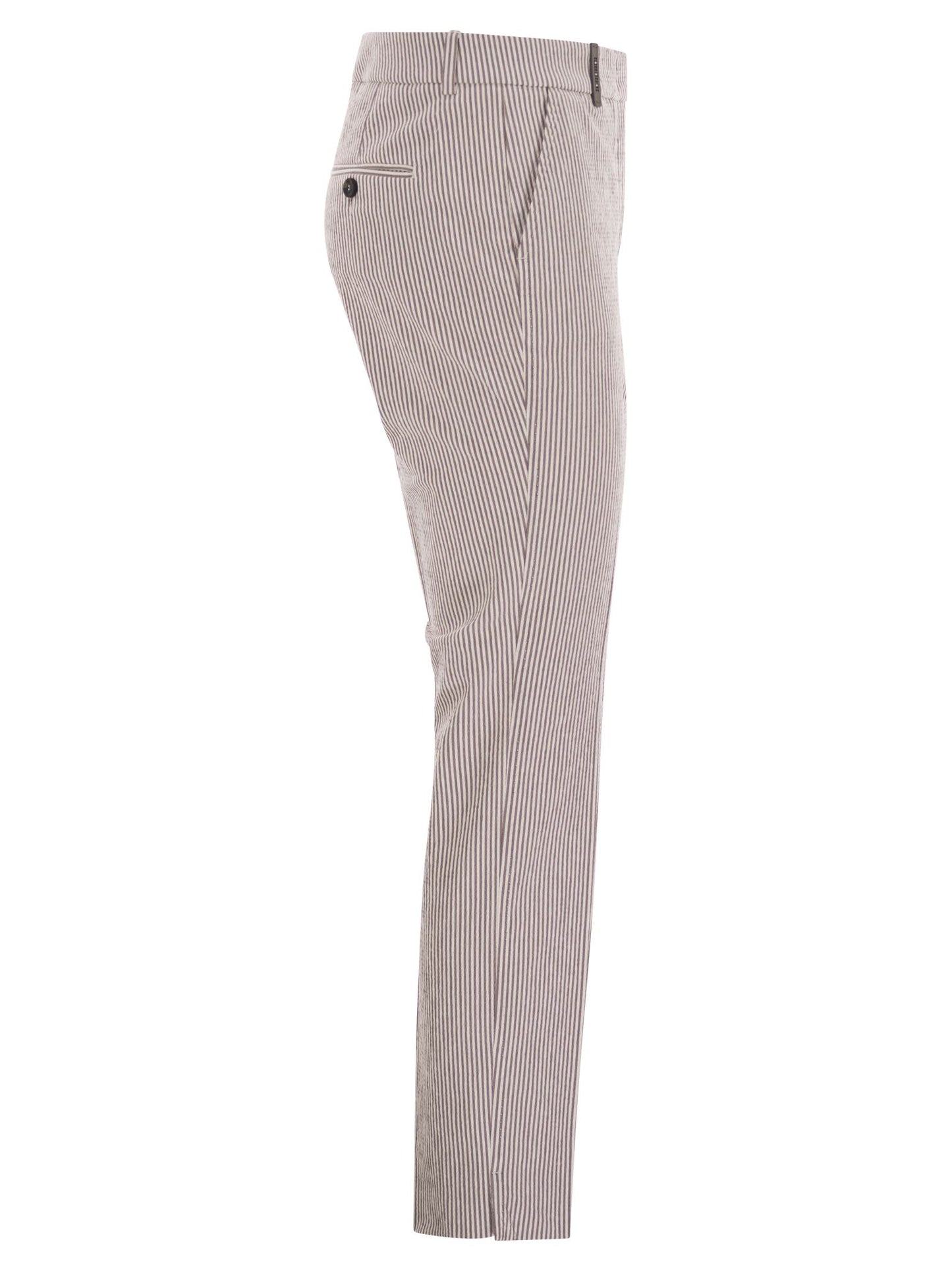 Peserico Women Seersucker Cotton Cigarette Trousers
