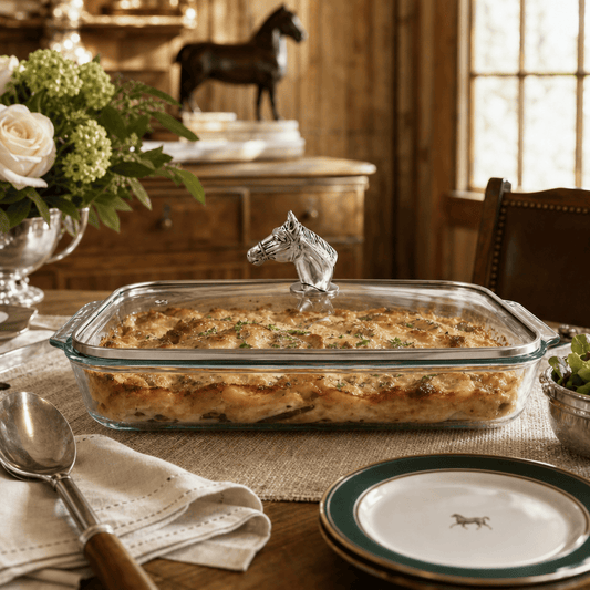 Horse Head with Pyrex 3 quart Baking Dish