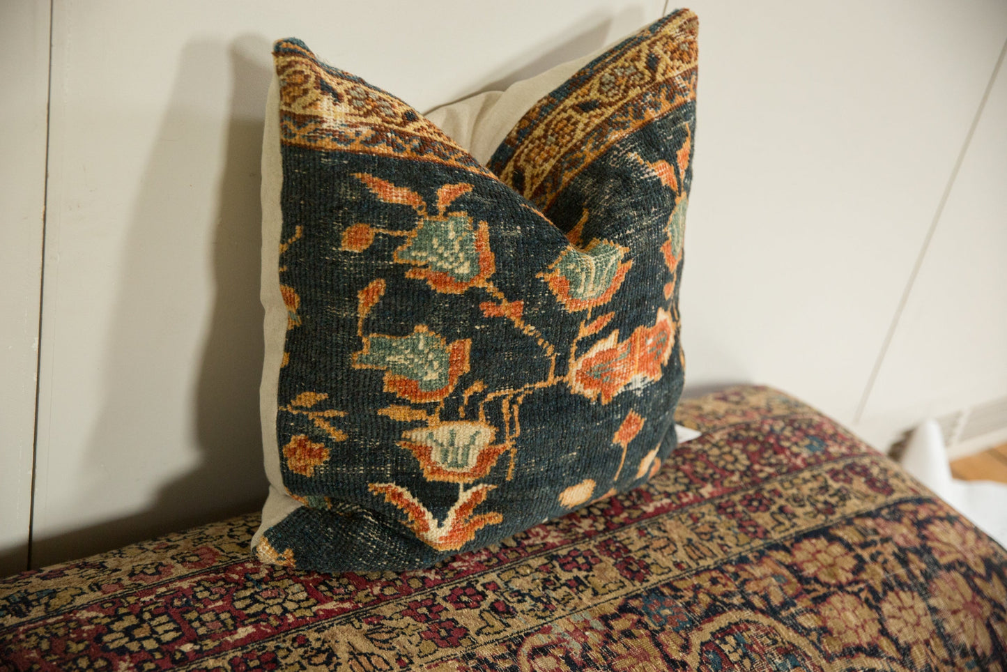 Antique Ziegler Mahal Rug Fragment Pillow