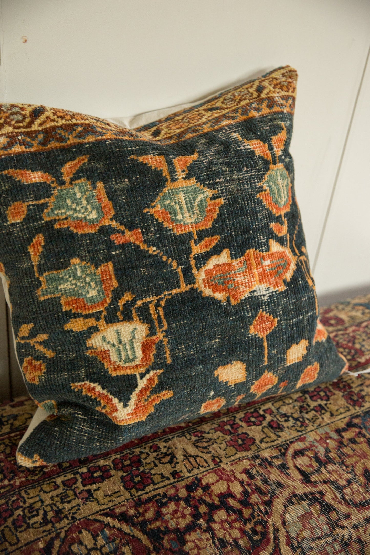 Antique Ziegler Mahal Rug Fragment Pillow