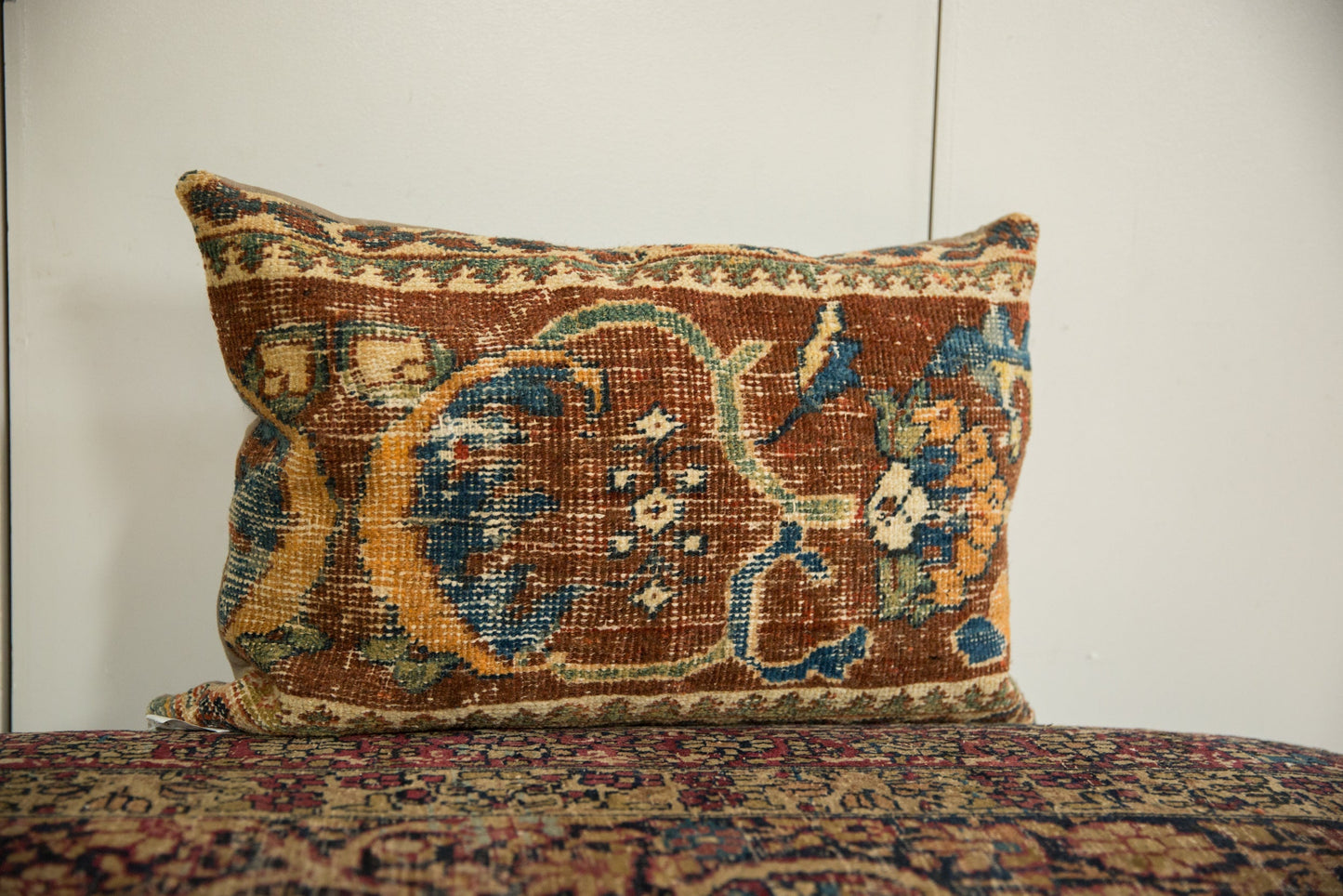 Antique Ziegler Mahal Rug Fragment Pillow