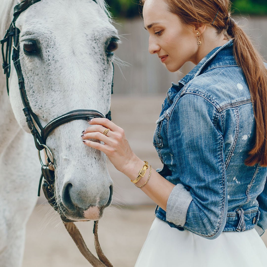 Ashton - Riding Stirrup Buckle Bracelet in Gold