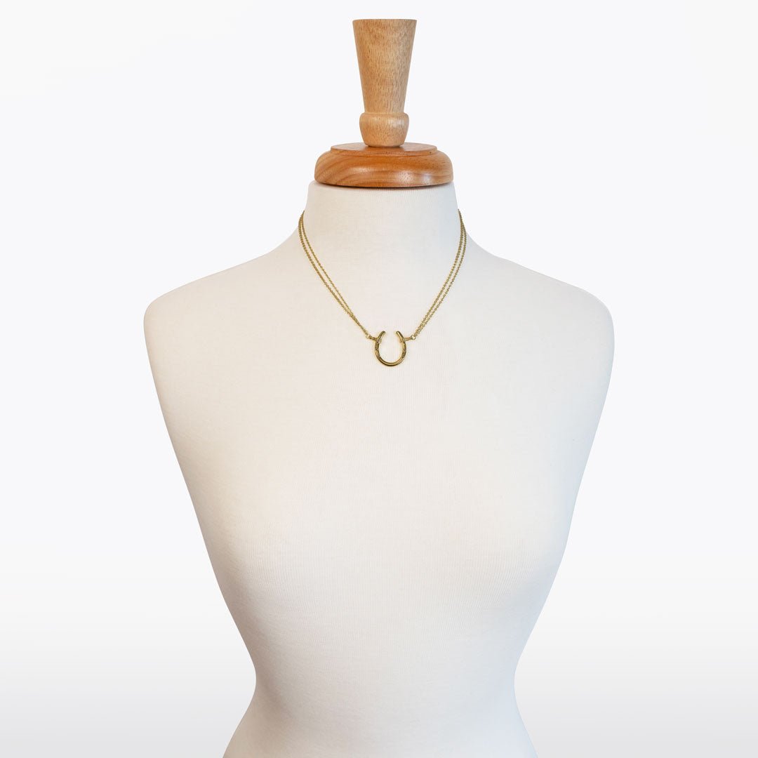 Ava - Equestrian Horseshoe Double Chain Necklace in Gold