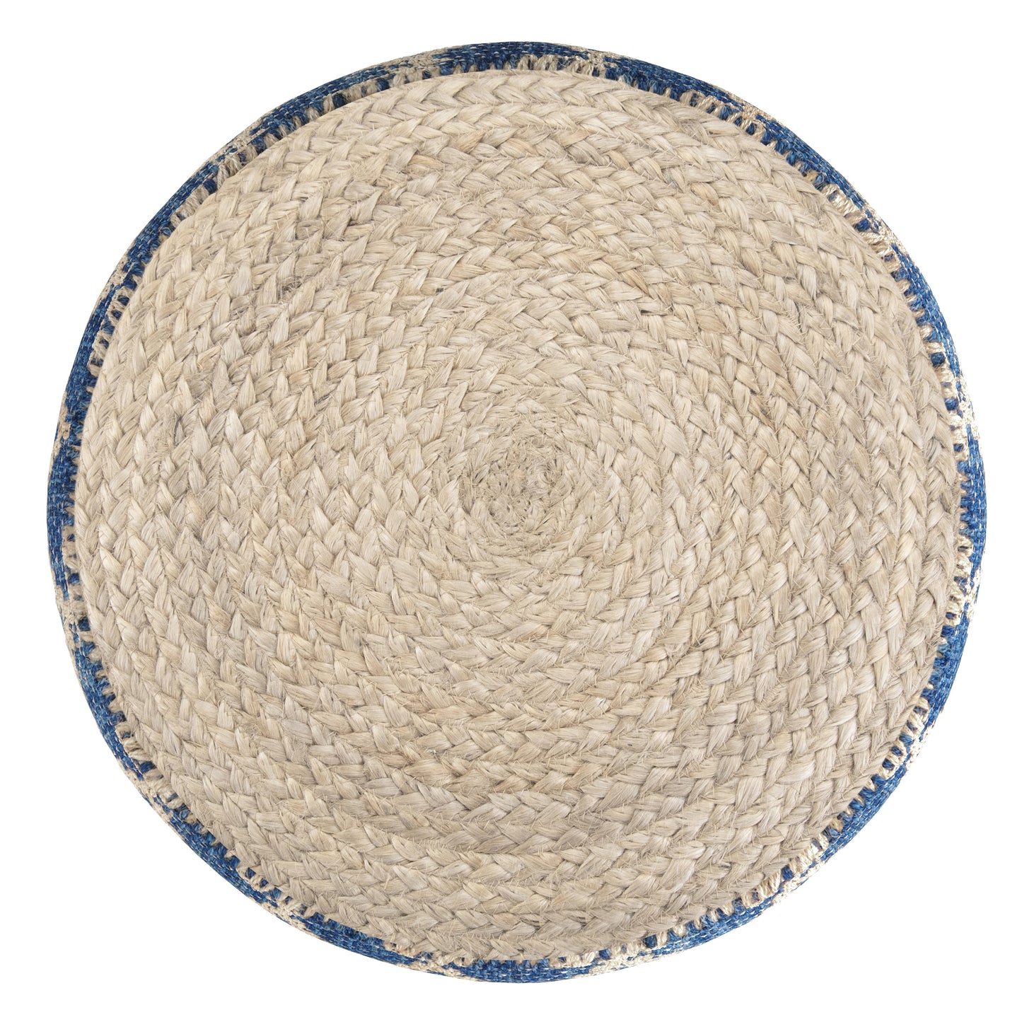 The Edgeley Blue & Natural Woven Jute Pouf