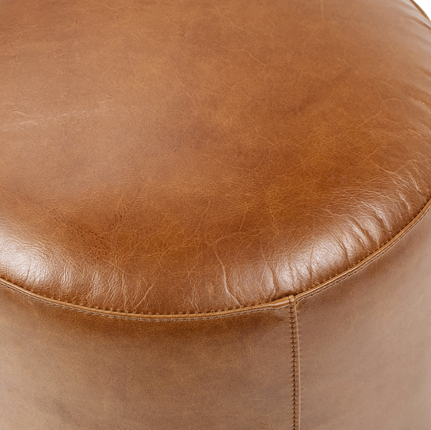 Nico Camel Saddle Leather & Brass Ottoman