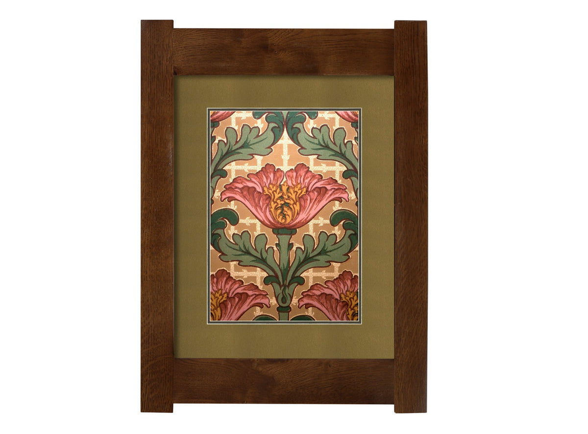 Arts & Crafts Mission Oak Framed Art with Poppy Delight Walnut finish
