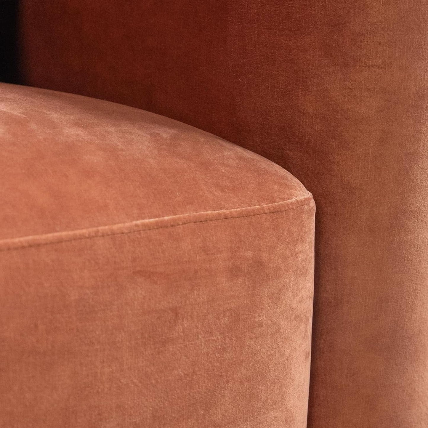 ** Modern Velvet 3-Seater Sofa in Tangerine with Curved Back Design