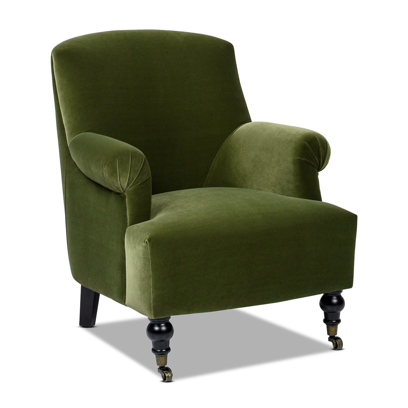 Eloise Olive Velvet Pleated Armchair