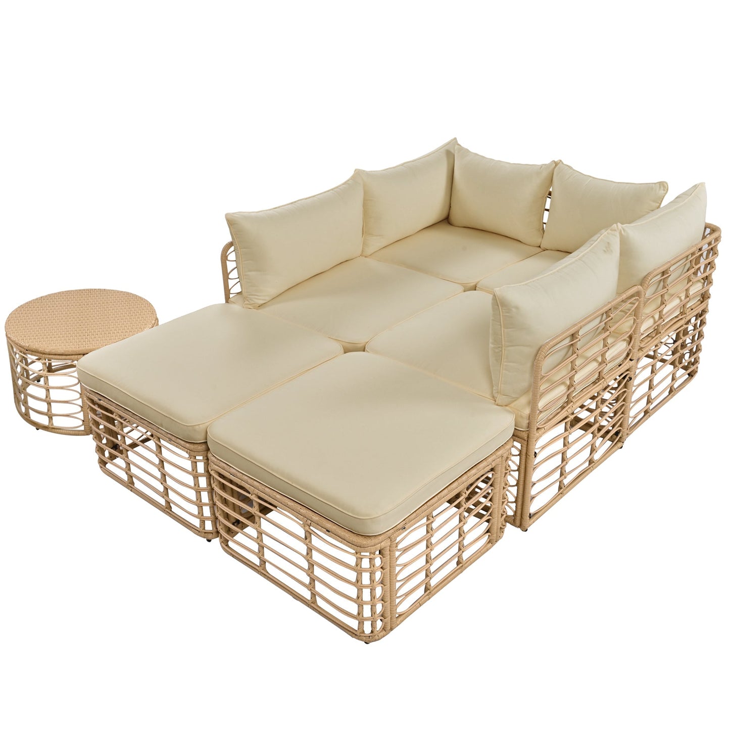 The Ashbourne Modular All-Weather Wicker Outdoor Sectional Sofa Set with Round Coffee Table