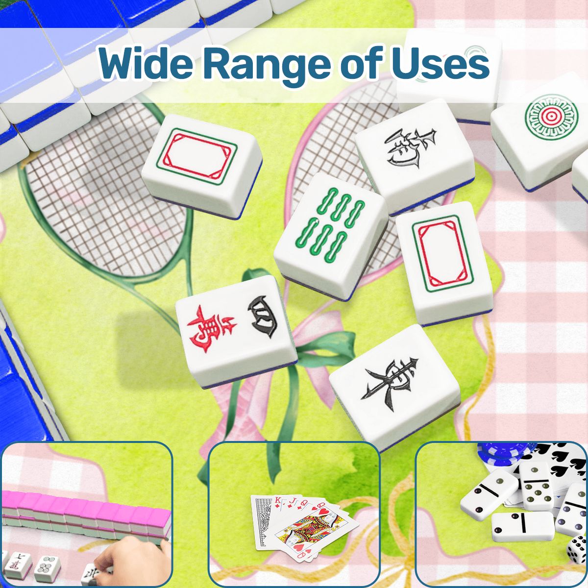 Green And Pink Tennis Themed Scalloped Mahjong Mat