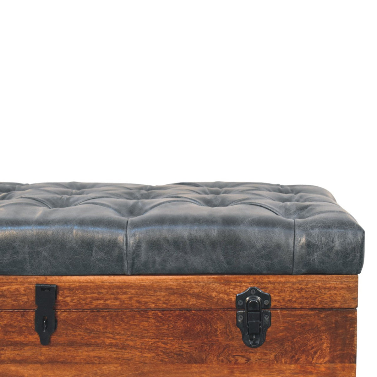 The Bridlewood Tufted Leather Storage Trunk — California Walnut
